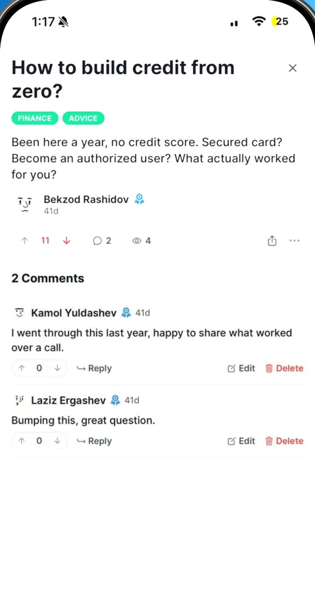An Ask Mahalla question with threaded answers